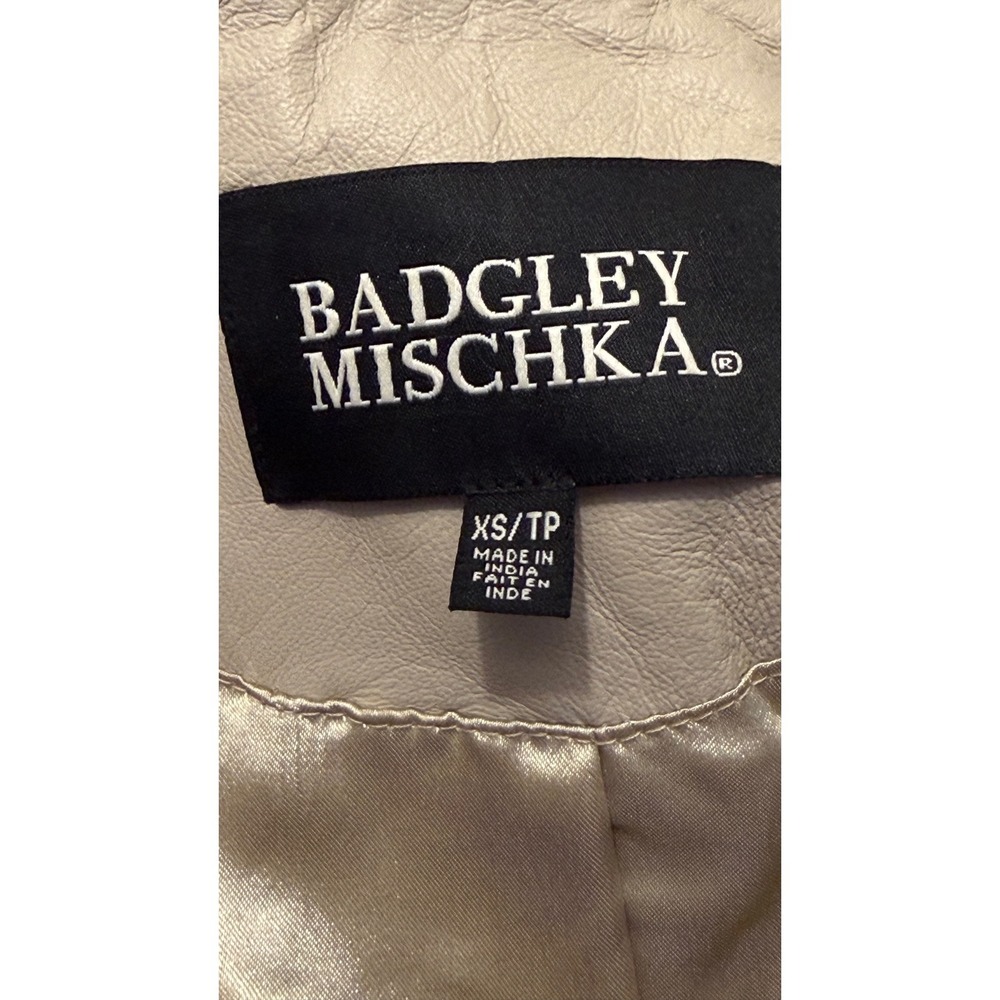XS Badgley Mischka Lamb Leather Trench Coat Belted Beige XS TP - Picture 5 of 8